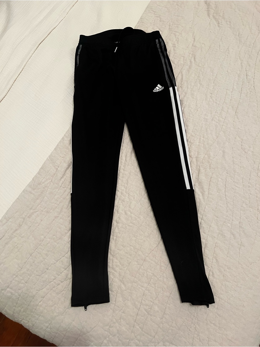 adidas Black Joggers with White Side Stripes - Kids